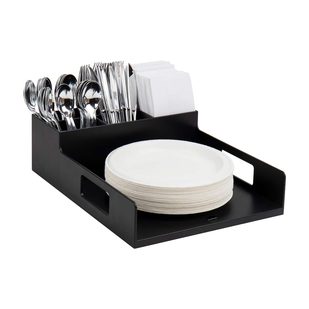 Mind Reader Black Plastic Utensil, Napkin & Plate Serving Tray